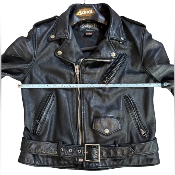 Schott NYC Vintage Distressed Women’s Black Moto Leather Jacket Size Medium - Picture 14 of 15